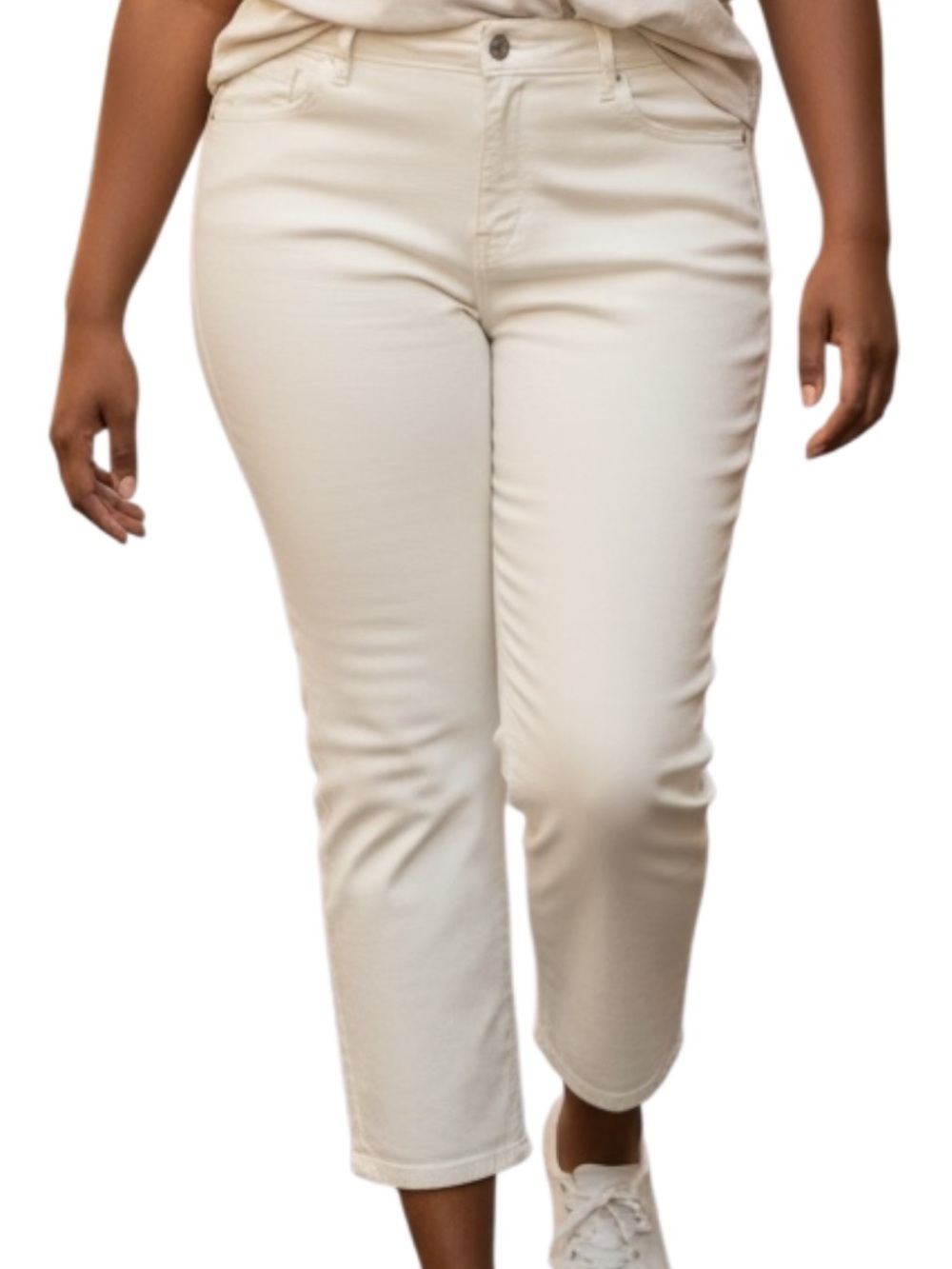 Lee Cream High-Rise Ankle Jeans